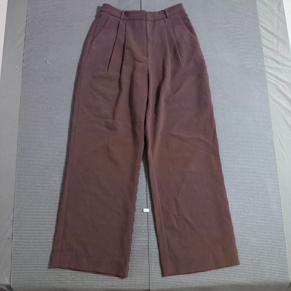 Abercrombie & Fitch Curve Love Pleated Wide Leg Trousers Brown Size 8
